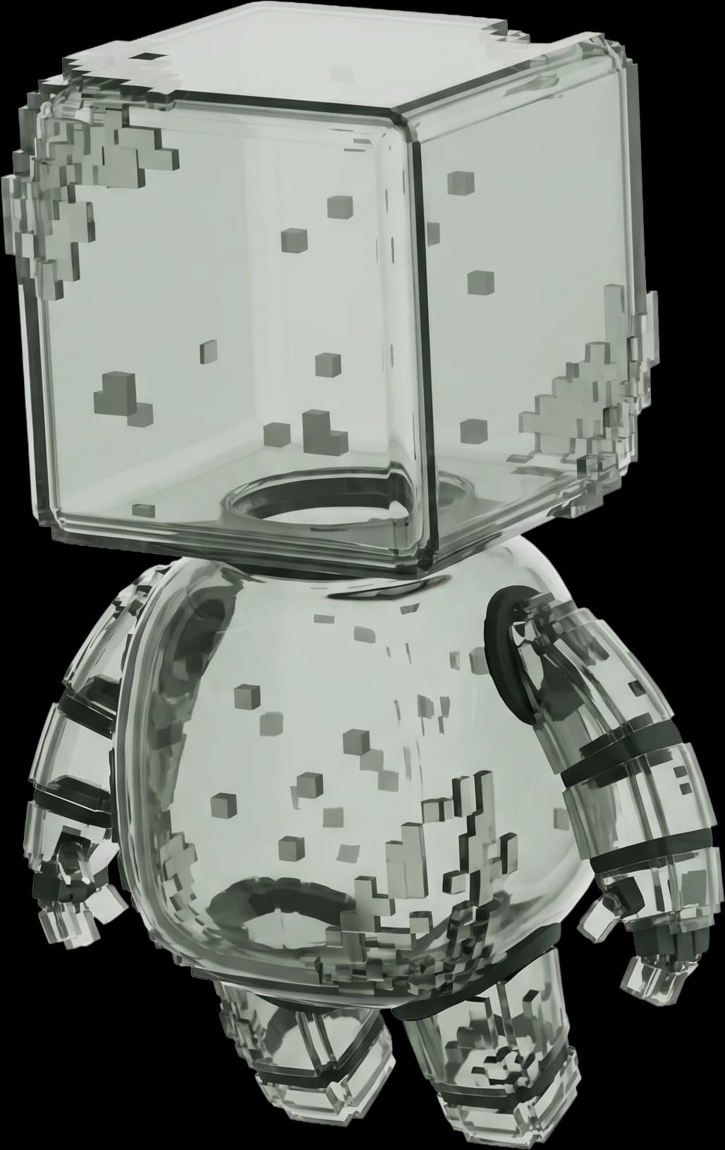 An empty translucent Cloven cube — the cold-start state